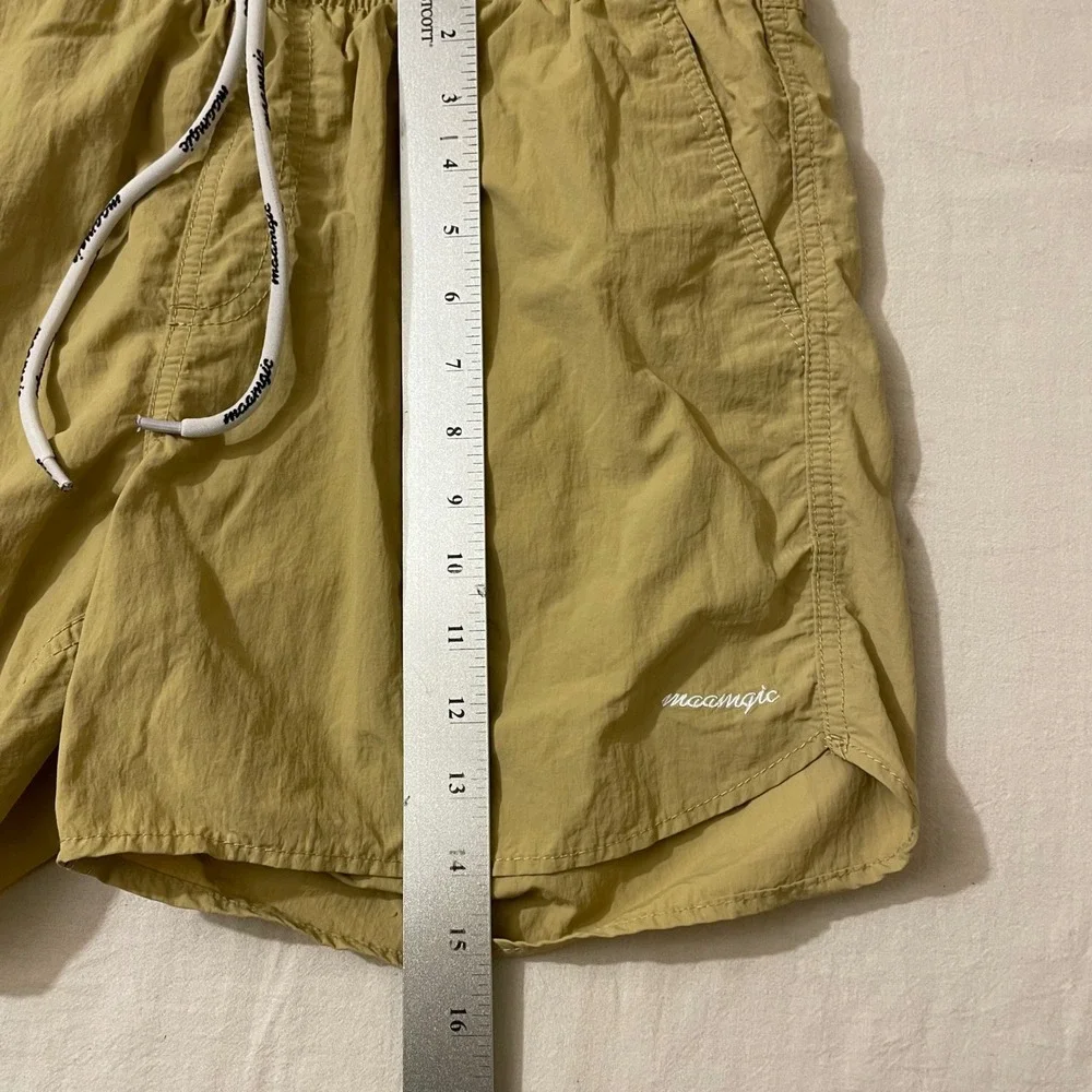 MAMMGIC Mens S/M Khaki Swim Trunks‎ Elastic Waist Drawstring Mesh Lined